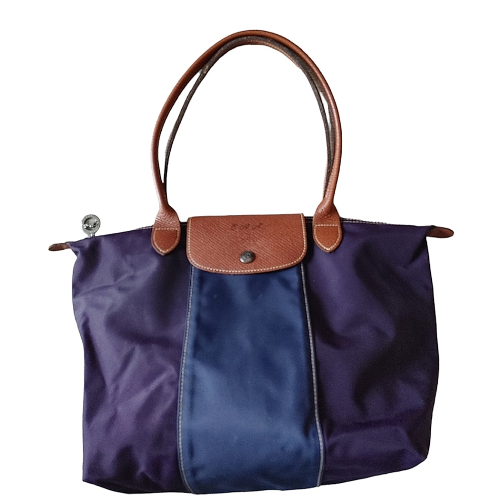 Longchamp Small Purple & Navy Shoulder Tote Bag